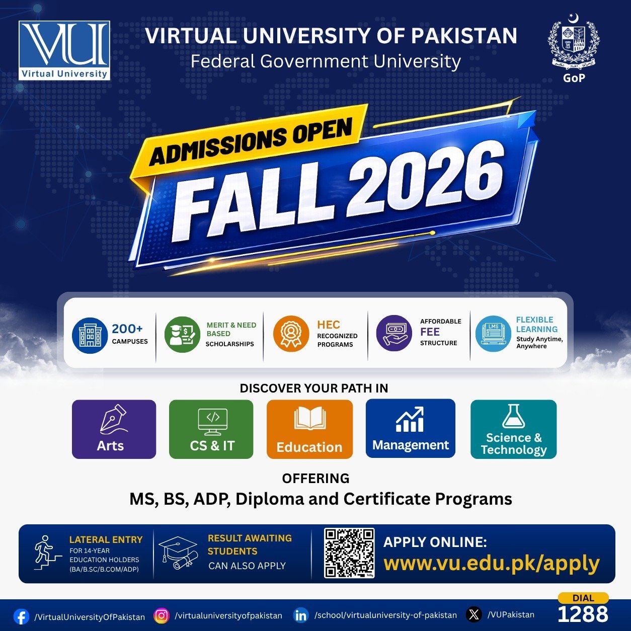 Virtual University Fall 2026 Admissions Now Open
