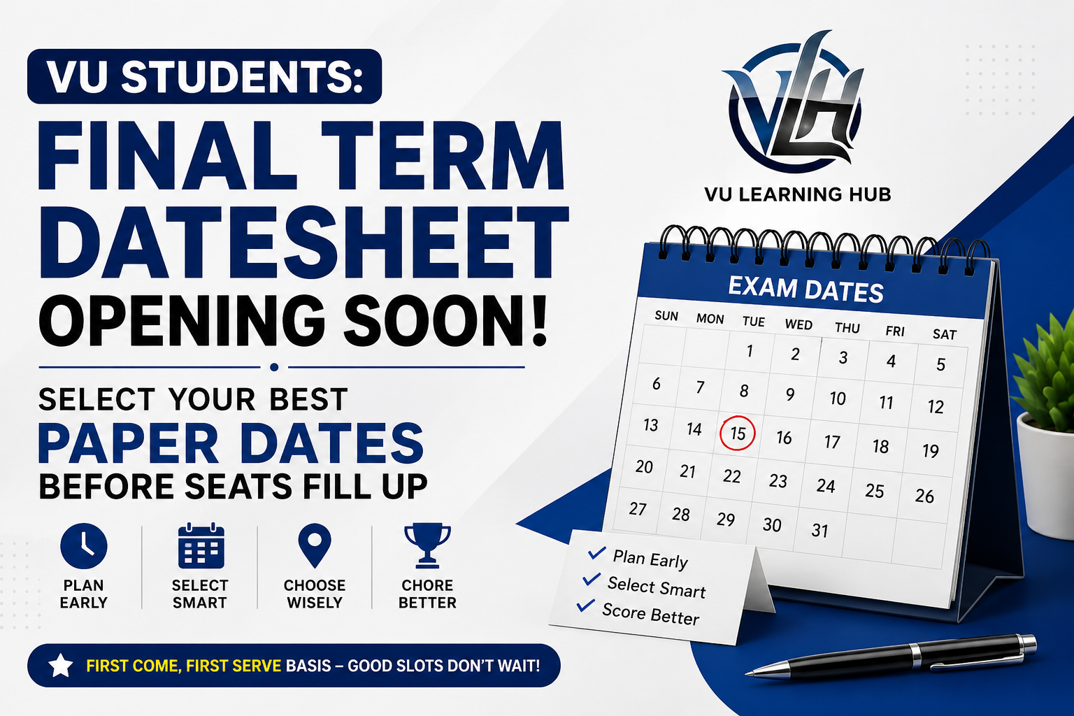 VU Students: Final Term Datesheet Opening Soon – Select Your Best Paper Dates Before Seats Fill Up