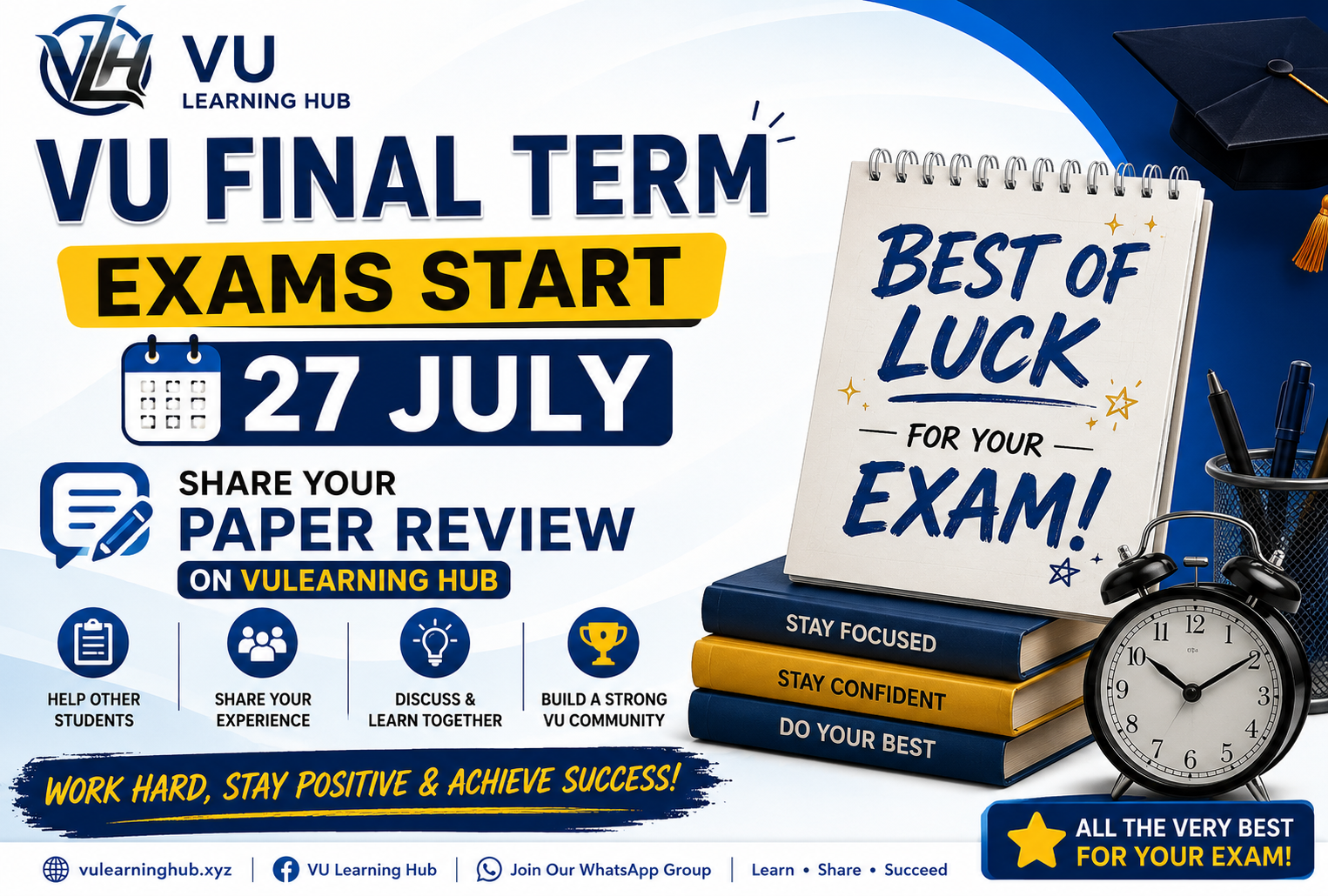 VU Final Term Exams Start 27 July – Share Your Paper Review on VULearning Hub