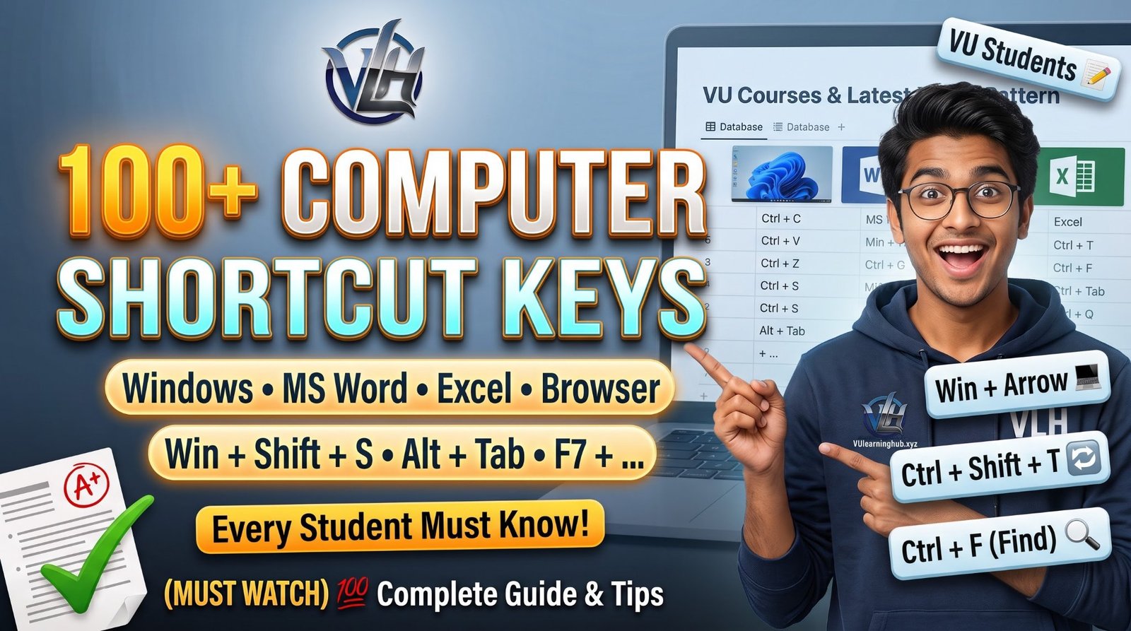 100+ Computer Shortcut Keys Every Student Must Know (Windows, Word, Excel, Browser &amp; More)